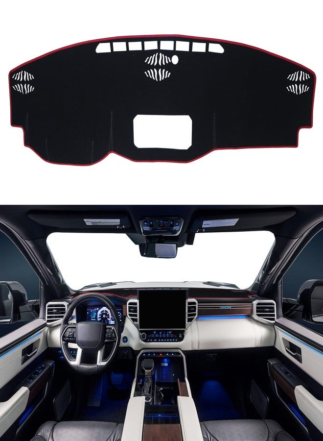 SENSHINE Dash Cover for Tundra Accessories 2022 2023 2024 2025 2026 Dashboard Cover Anti-Slip Center Console Dash Mat Protector Sunshade Pad No Glare for Tundra, Red Trim - Image 1